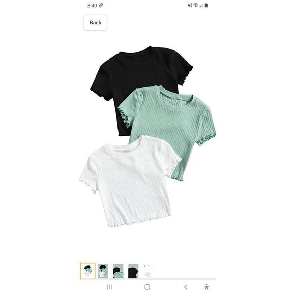 New Girls 10 Years Romwe 3pc Rib Knit Short Sleeve Lettuce Trim Crop Top Shirts - Picture 1 of 8